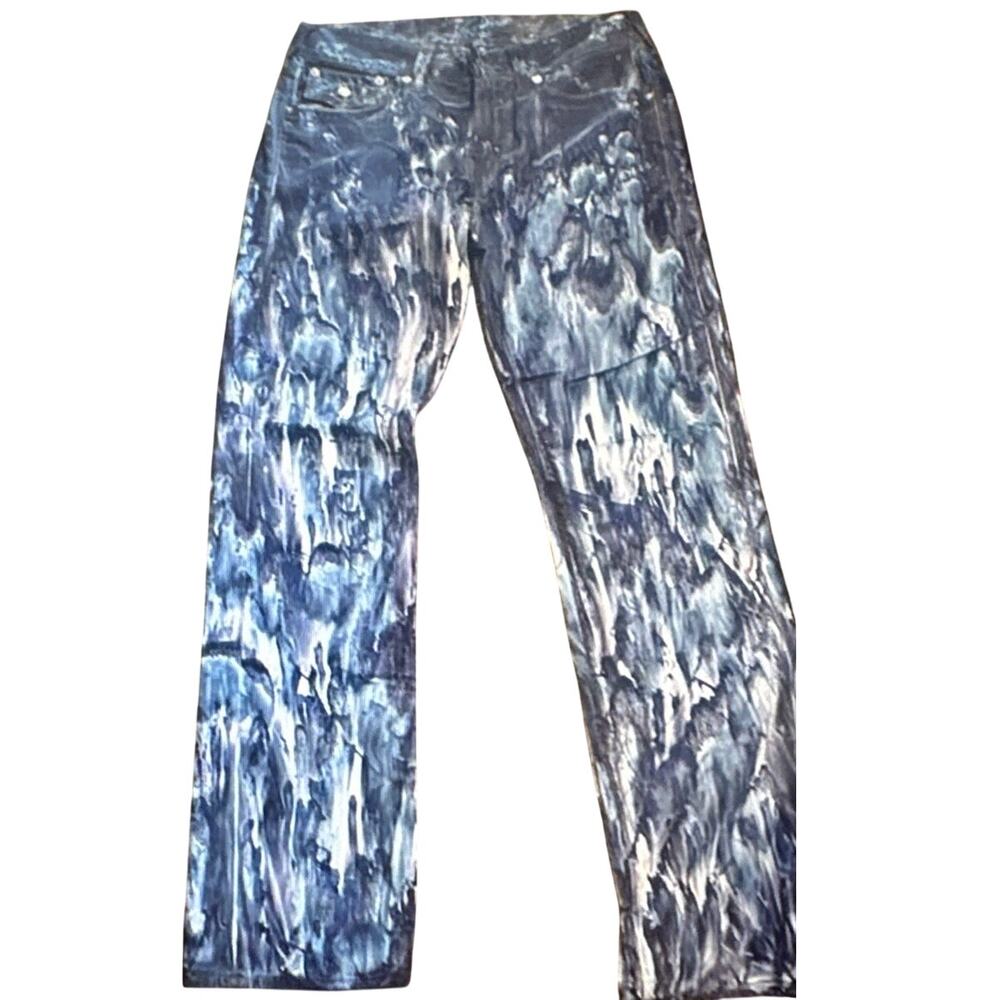 Vintage True Religion Marbled Wash Jeans Mens 34 Y2K Grunge